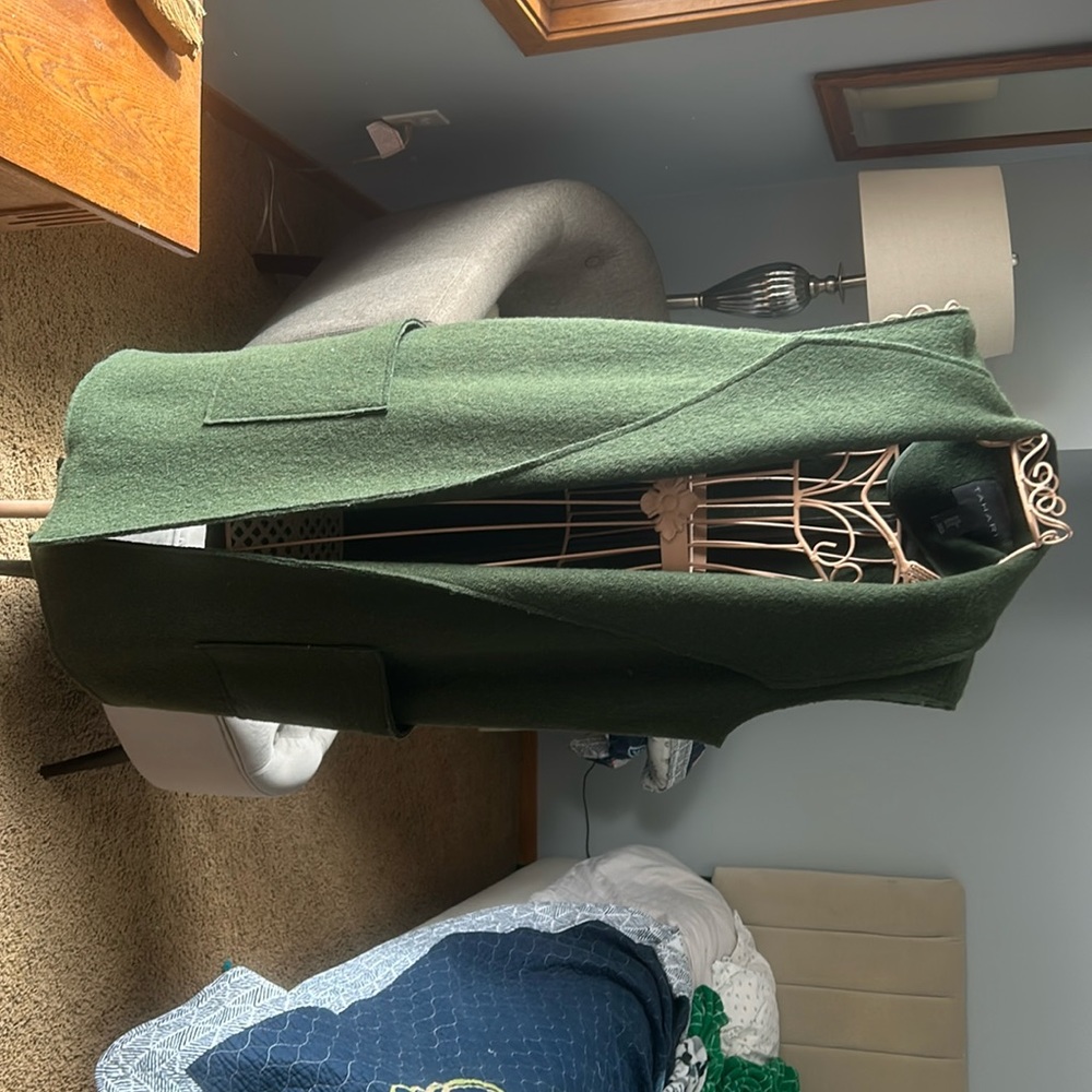 Olive green Boiled Wool Long vest